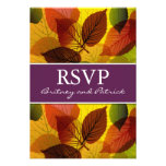 Autumn Purple Falling Leaves Wedding RSVP Cards Custom Invites