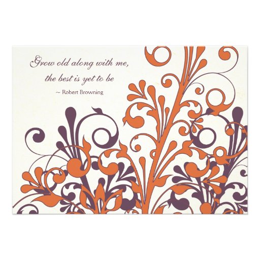 Autumn Purple Orange Floral Wedding Invitation