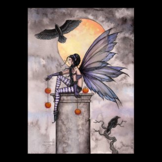 Autumn Raven Gothic Fantasy Fairy Poster