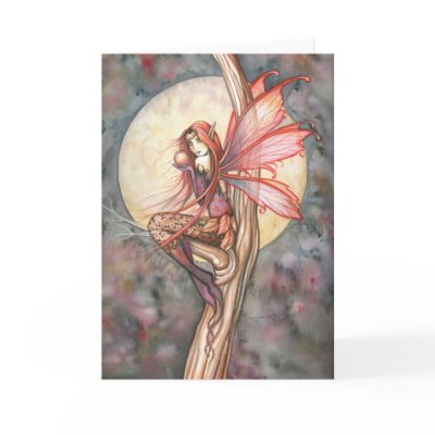 Autumn Red Fairy Greeting Card by Molly Harrison by robmolily