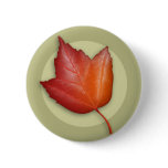 Autumn Red Maple Leaf Button