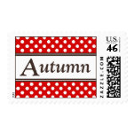 Autumn Red Polka Dot Postage Stamps