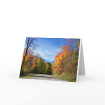 autumn road greeting cards