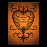 Autumn romance elegant black scrollwork heart invitations