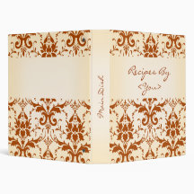 Autumn Rust Damask Personalized Recipe Cook Book Binder