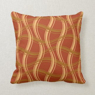 autumn rust gold olive curvy weave pattern throw pillow