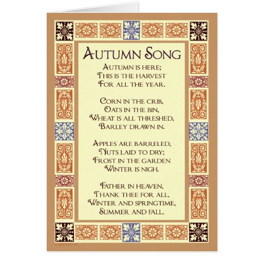 Autumn Song Thanksgiving Poem Greeting Cards