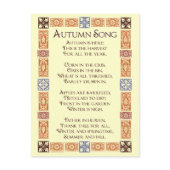 Autumn Song Thanksgiving Poem Postcard