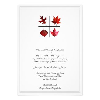 Autumn Square - Fall Leaf design in Red Orange Announcements