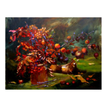 Autumn Still Life with Crab Apple Poster posters by marinazavalova Autumn Still Life with Crab Apple Poster posters
