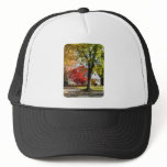 Autumn Street With Red Tree Mesh Hat