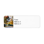 Autumn Street With Yellow House Custom Return Address Labels