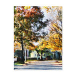 Autumn Street With Yellow House Post Cards