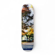 Autumn Street With Yellow House Skateboard