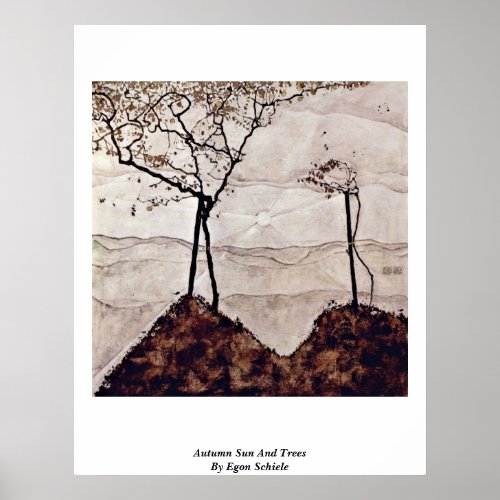 Autumn Sun And Trees By Egon Schiele Poster