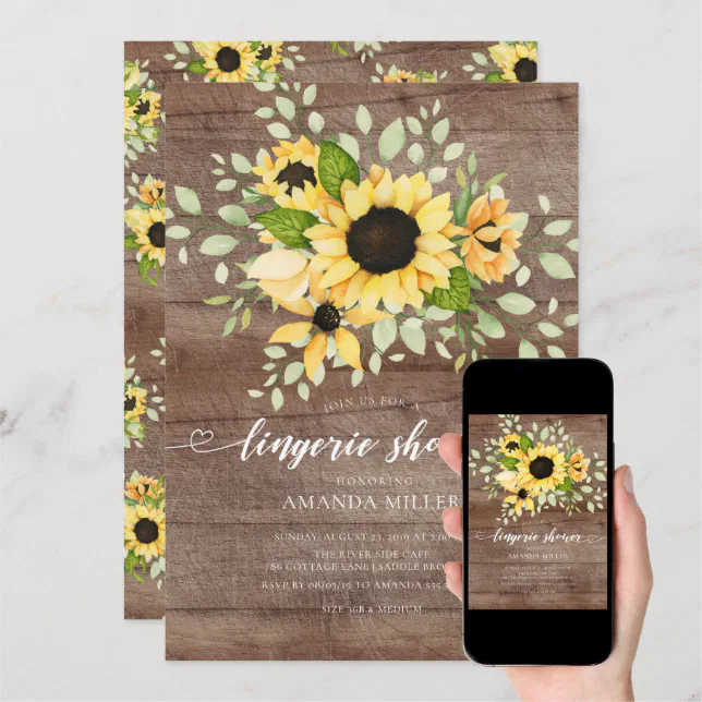 Autumn Sunflower Bridal Lingerie Shower Invitation Zazzle