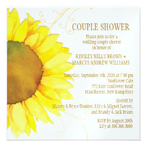 Autumn Sunflower Wedding Couple Shower Invitations