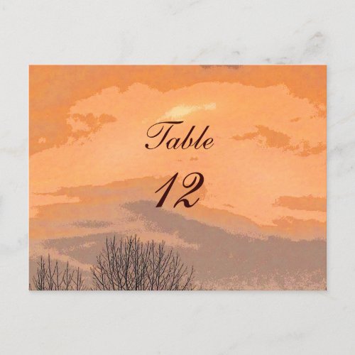 Autumn Sunset Table Number Postcards