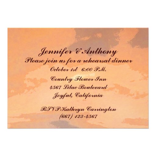 Autumn Sunset Wedding Rehearsal Dinner Personalized Invitations