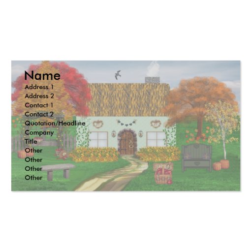 Autumn Thatched Cottage Business Cards (front side)