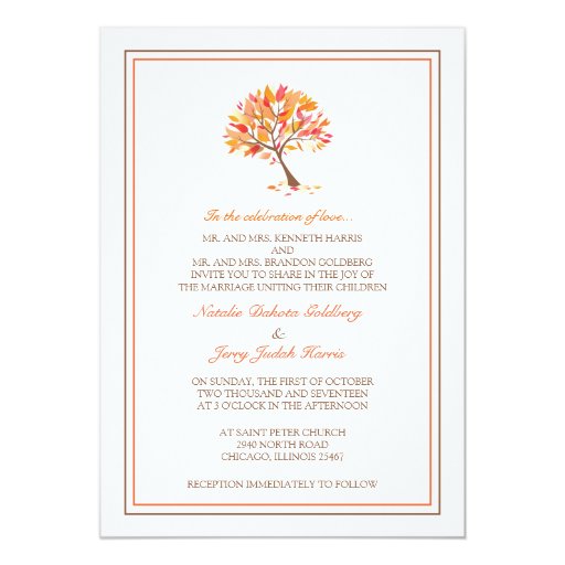 wedding invitations tree theme autumn theme tree flat wedding invitation zazzle wedding invitations tree theme autumn theme tree flat wedding invitation zazzle