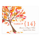 Autumn Theme Wedding Table Number Seats Cards Postcard