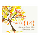 Autumn Theme Wedding Table Number Seats Cards Postcard