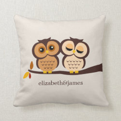 Autumn Themed Owls Wedding Pillow