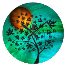 Autumn Tree and Harvest Moon Wall Clocks