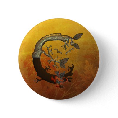 Autumn Tree Monogram C Button by initials