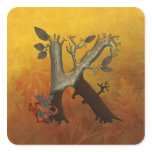 Autumn Tree Monogram K Square Sticker