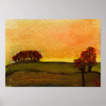 Autumn Trees at Sunset Posters