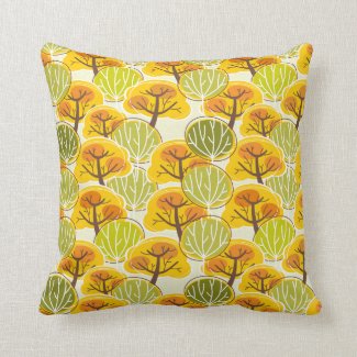 Autumn Trees of Green and Gold Pillows