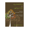 Autumn Trees on Brown Save Date Custom Postcard
