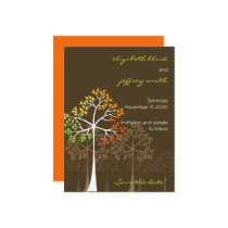 Autumn Trees on Brown Save The Date Postcard