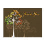 Autumn Trees on Brown Thank You Postcard