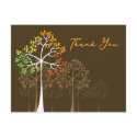 Autumn Trees on Brown Thank You Postcard by fat_fa_tin Autumn Trees on Brown Thank You Postcard