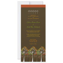 Autumn Trees on Brown Wedding Invitation by fat_fa_tin Autumn Trees on Brown Wedding Invitation