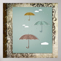 Autumn Umbrellas Poster