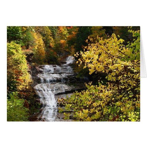 Autumn Waterfall Greeting Cards