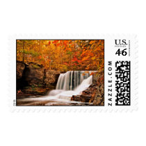 Autumn Waterfall Scene in the Poconos Postage