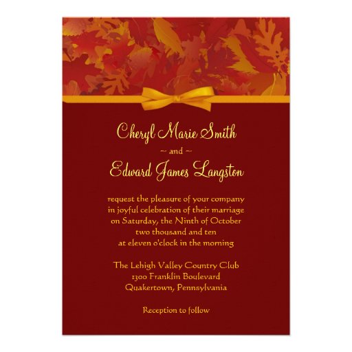 Autumn Wedding Invitations - Fall Leaves