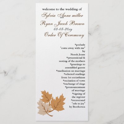 autumn Wedding program Custom Rack Cards