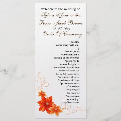 autumn Wedding program Full Color Rack Card