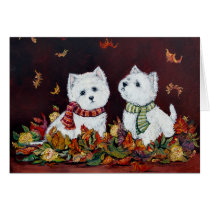 Autumn West Highland White Terriers Card cards