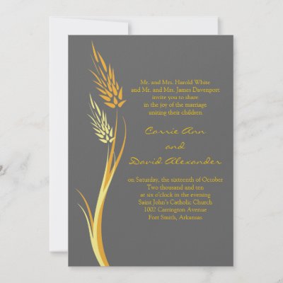 Autumn Wheat Wedding Invitation By Wasootch car barn wedding invitations