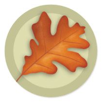 Autumn White Oak Leaf Round Sticker stickers