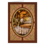 Autumn - White picket fence Greeting Card