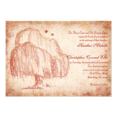Autumn Willow Tree Wedding Invitation
