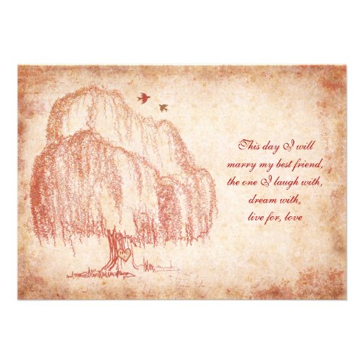 Autumn Willow Tree Wedding Invitation